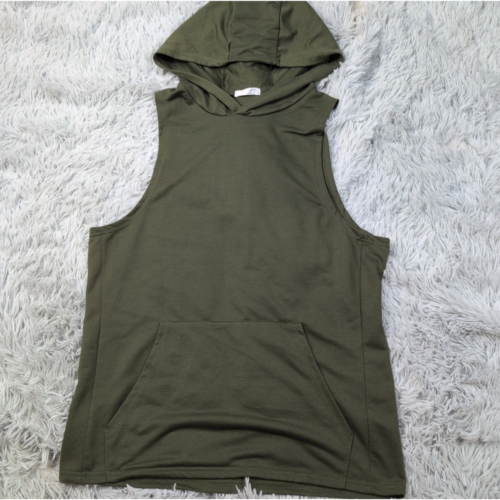 Coofandy Shirt Mens M Green Hoodie Sleeveless Casual Pocket Athletic Workout